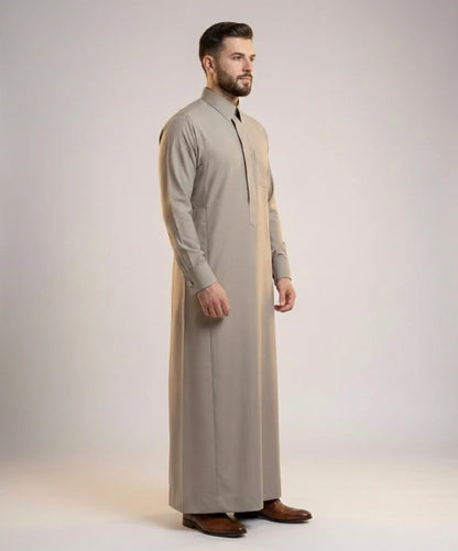 ثوب رمادي رملي فاخر - ملابس أنيقة وراقية